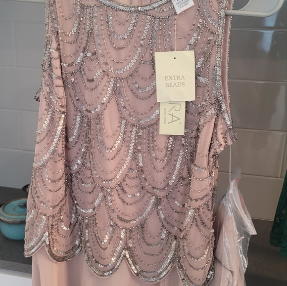 J kara Womens Sleeveless Beaded Pop Over Dress  with Scarf sz 10P NWT $209 - Picture 10 of 11